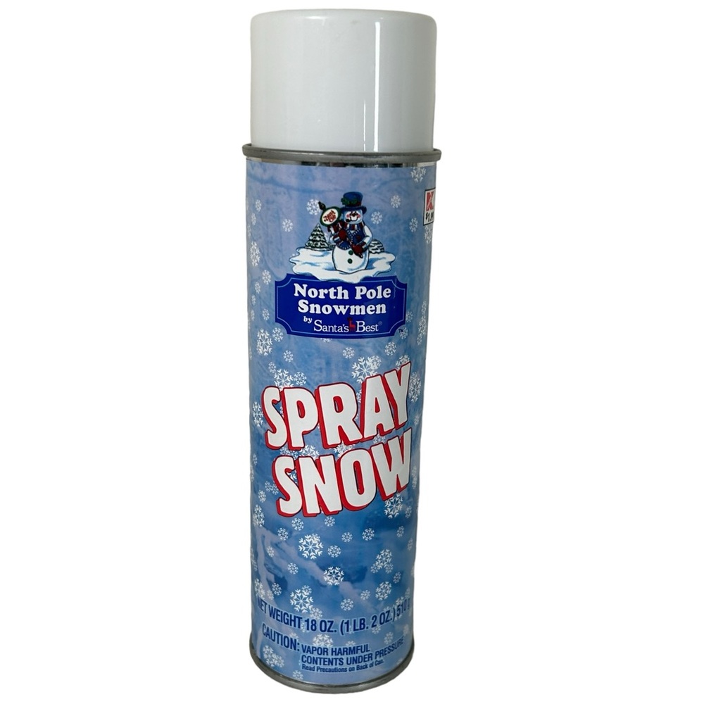Vintage ARTIFICIAL SPRAY CAN SNOW Kmart North Pole Snowmen 1 pound made in USA
